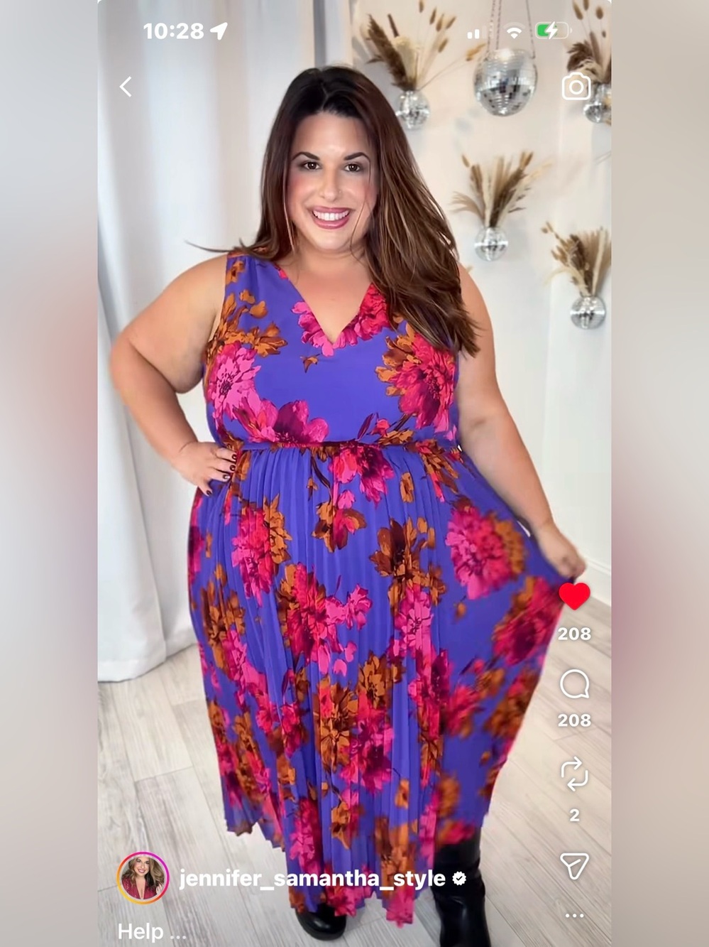 Plus Purple Floral V-Neck Maxi Dress